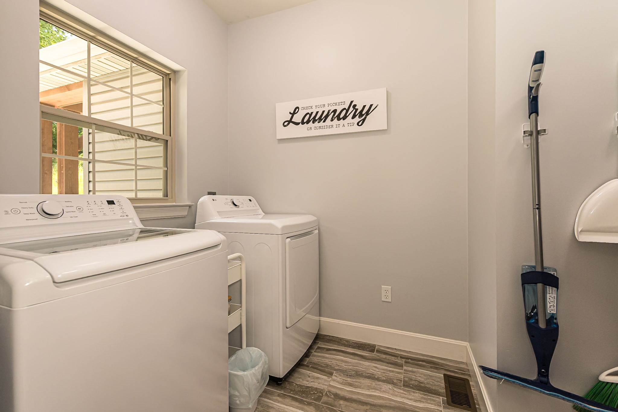 Full-size washer and dryer available for guest use. Laundry soap included