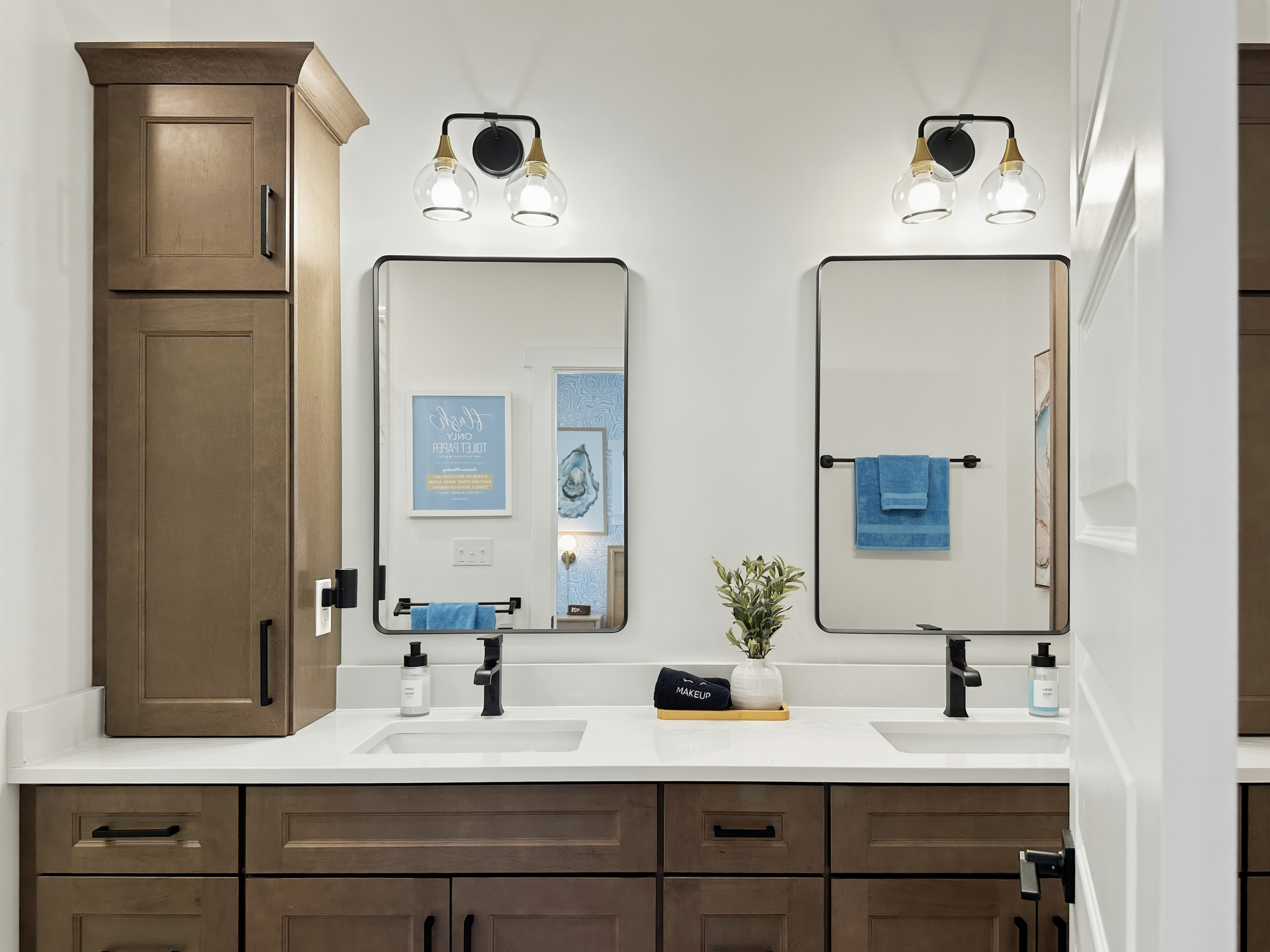 You’ll find a double vanity here too.