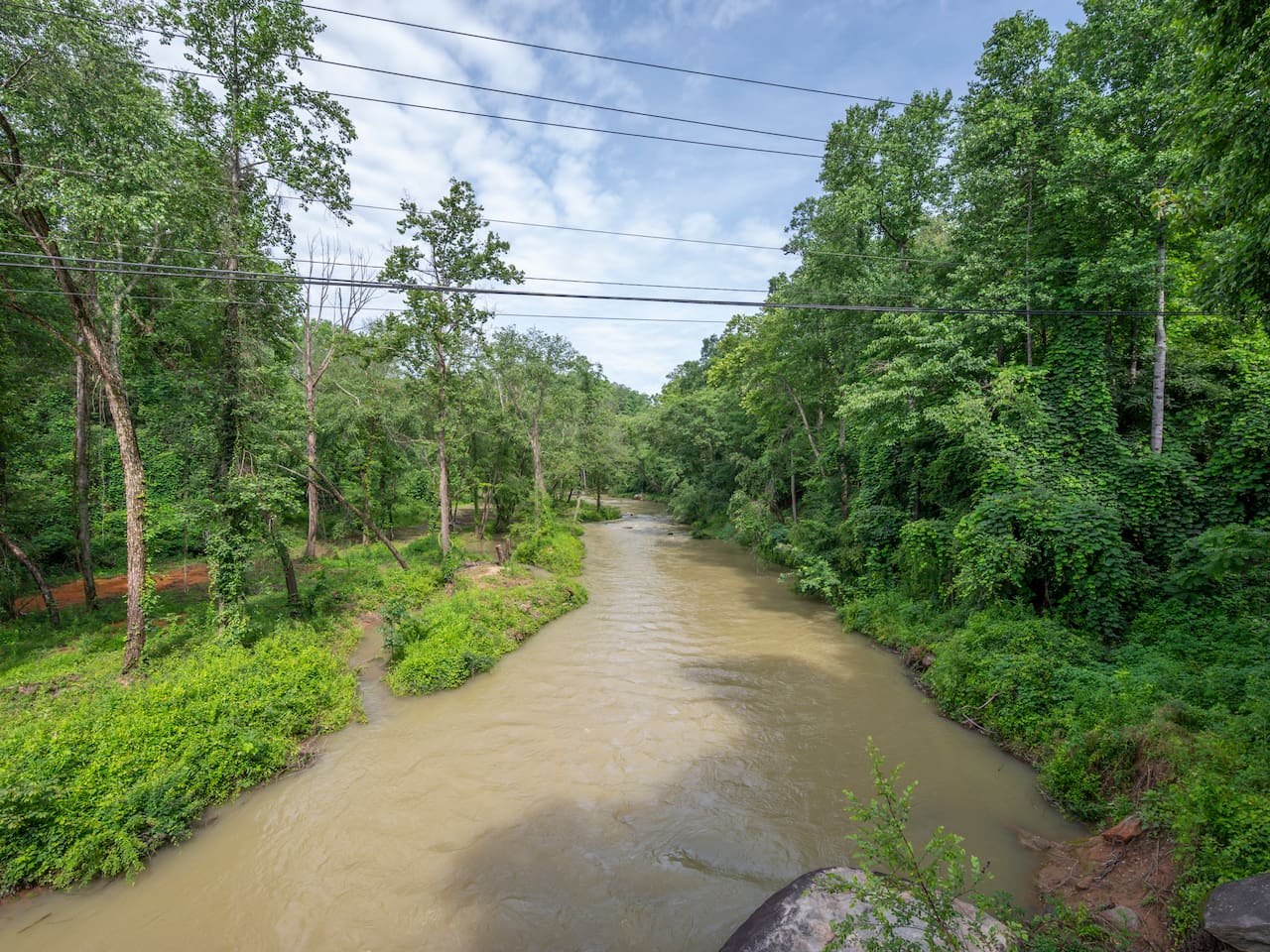 French broad river that passes through. Tube, swim, fish and more