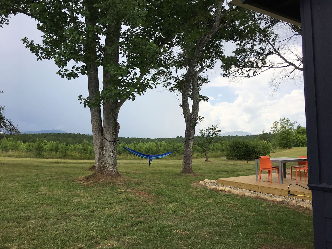 A brilliant, well-prepared guest brought their own hammock!

