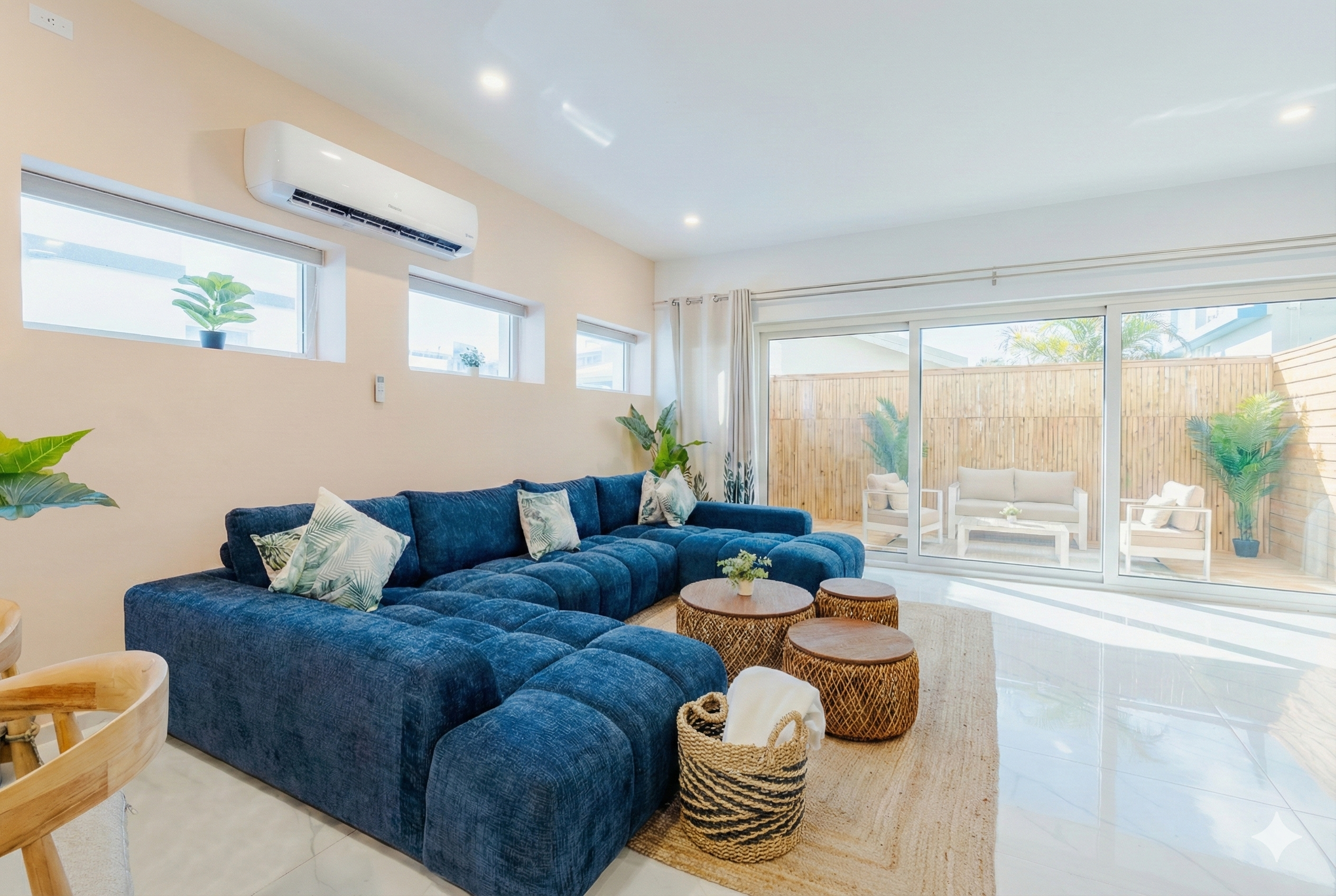 Sink into the massive sectional and enjoy the cool AC after a beach day