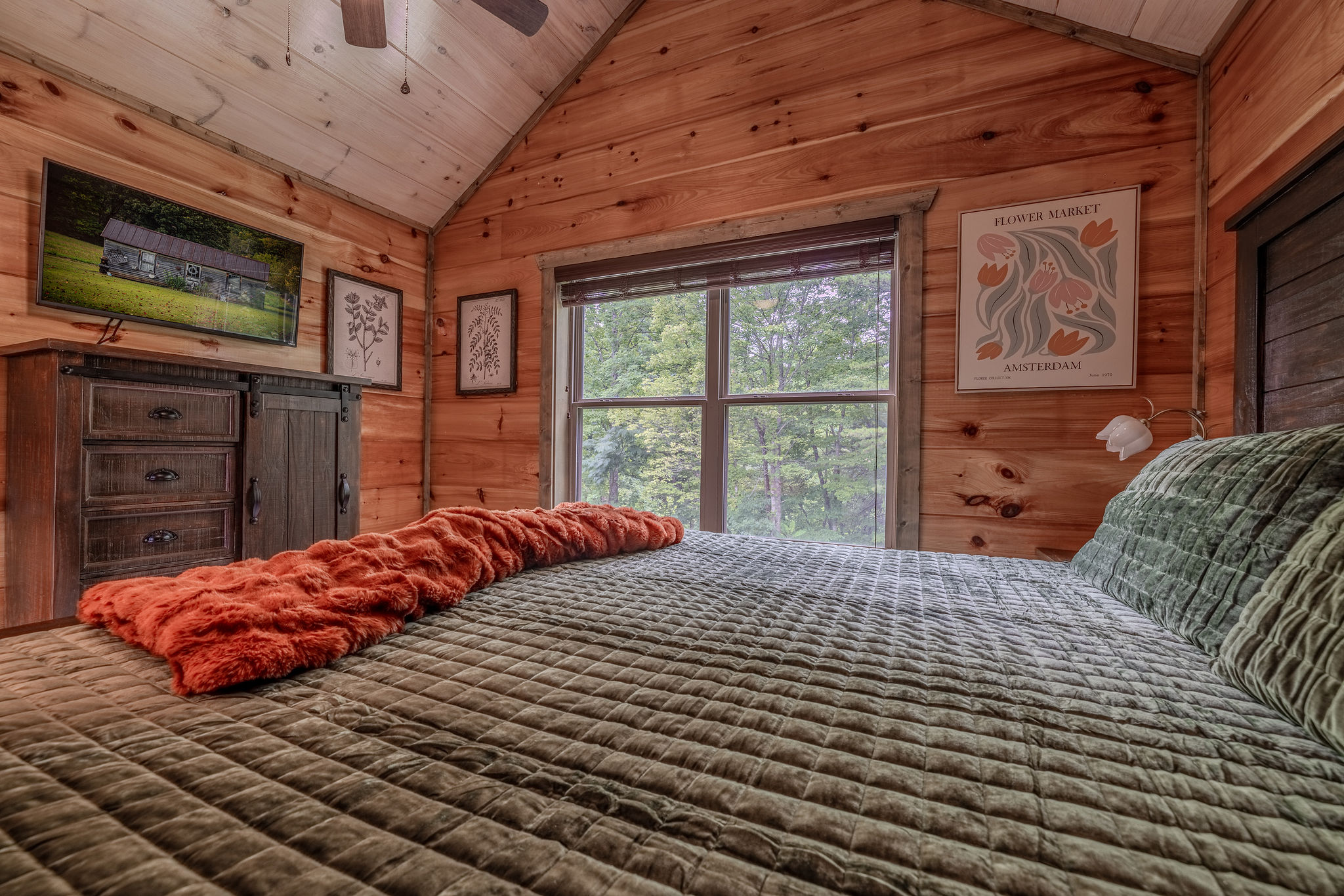 Layered bedding and nature-inspired details give The Botanist Suite a peaceful retreat feel.