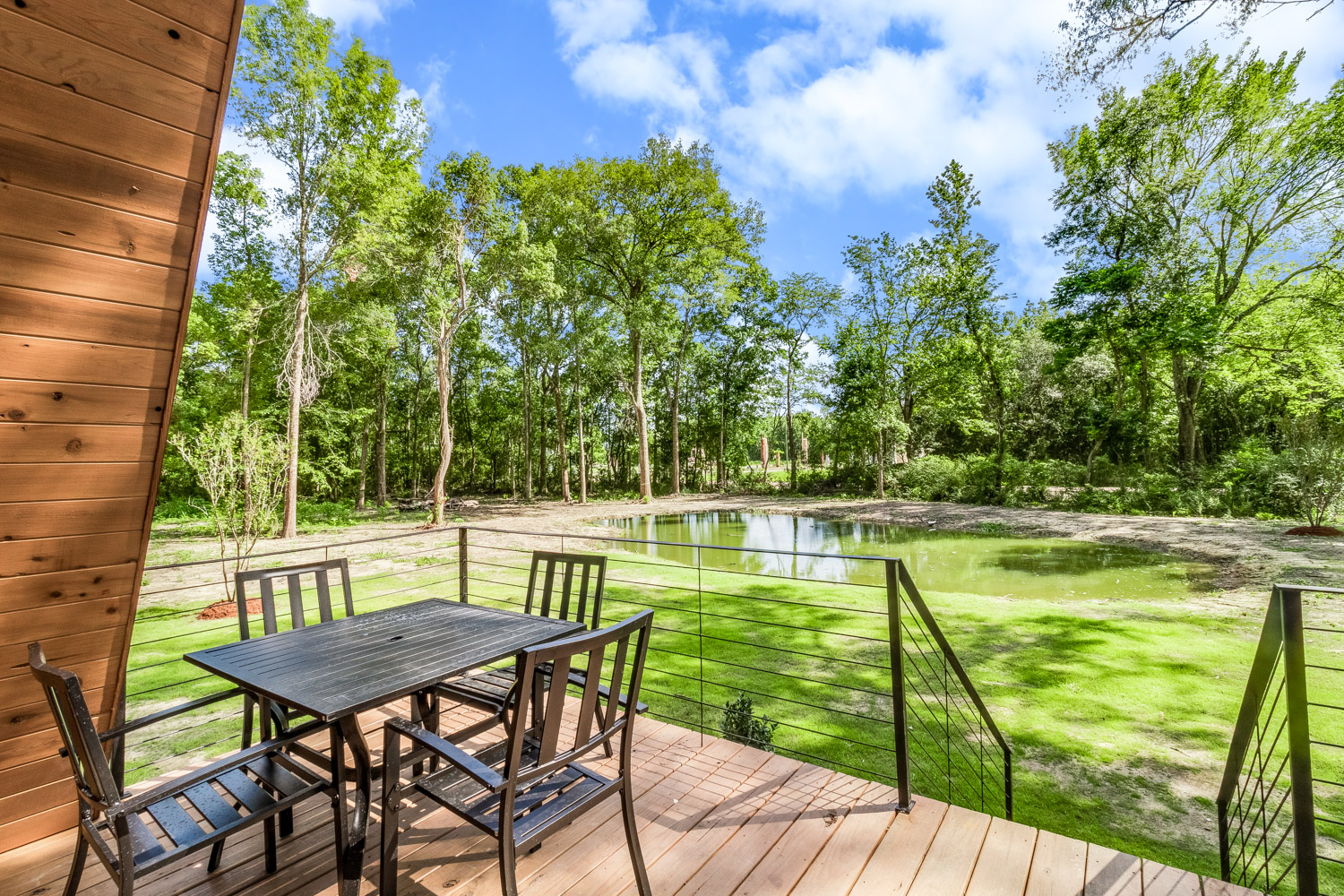 Porch overlooking pond.