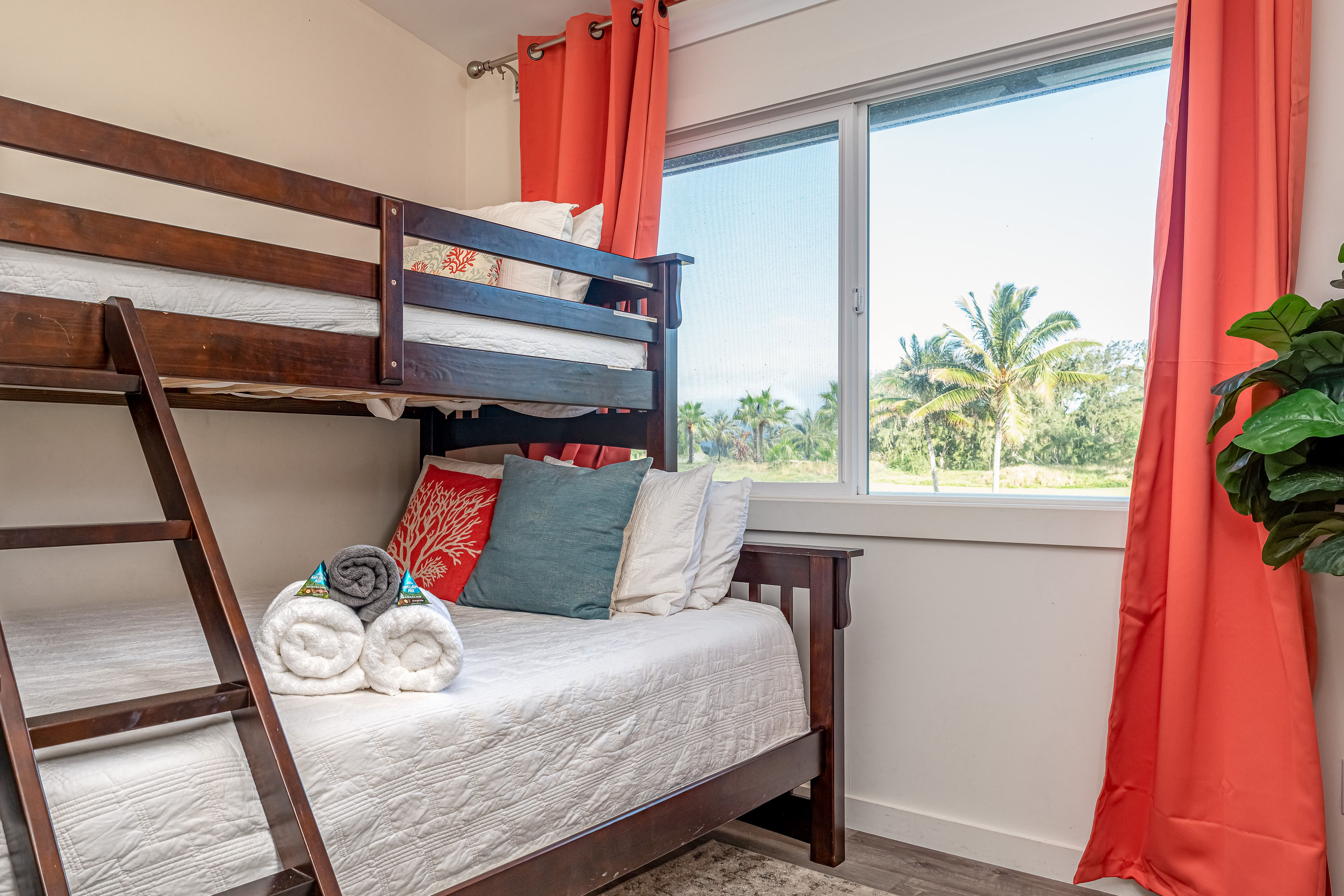 Twin XL (fits adults) over Queen bunk bed + AC