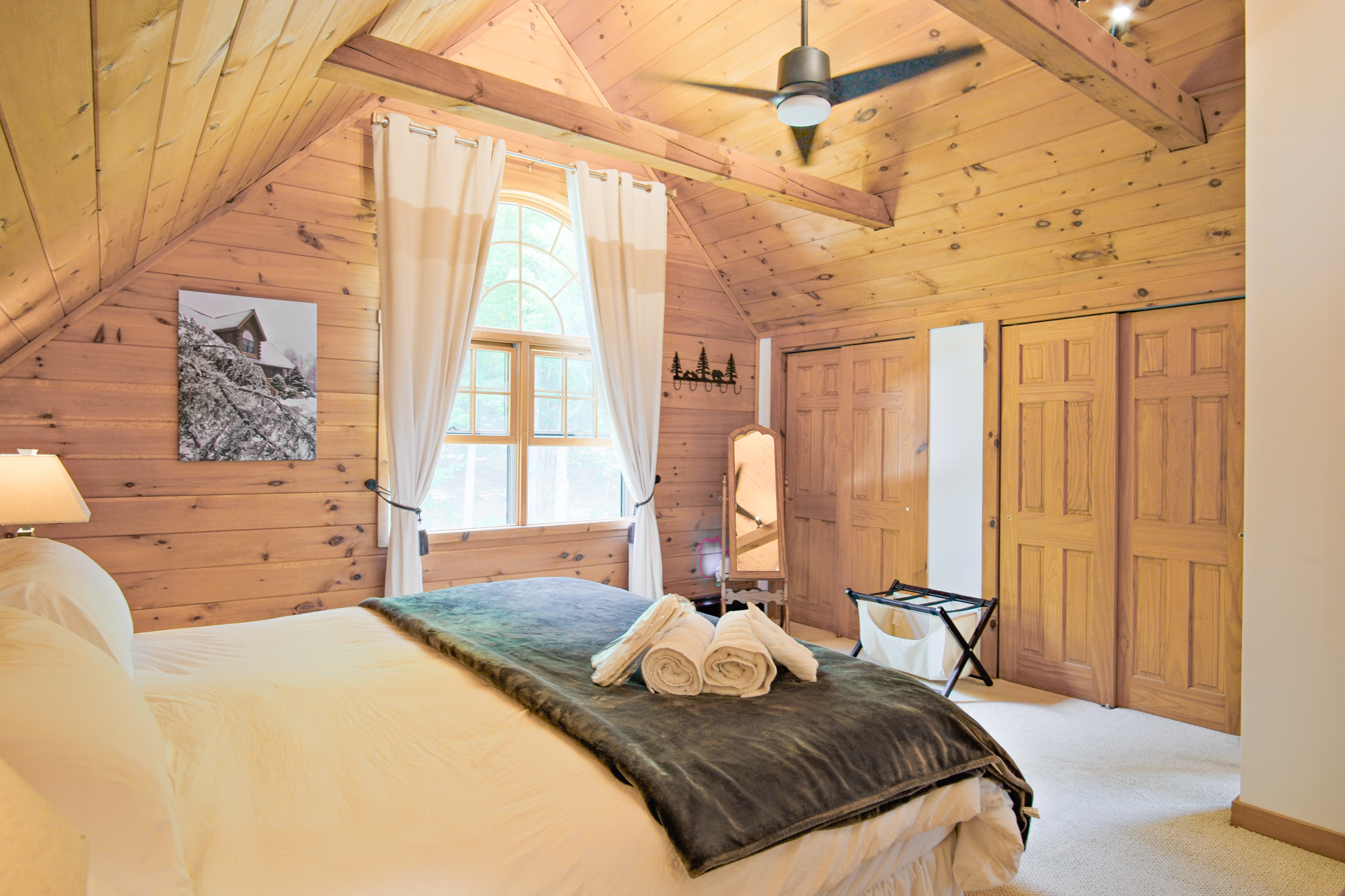 The Master Suite offers the most luxurious experience with top of the line, king-size, memory foam mattress.