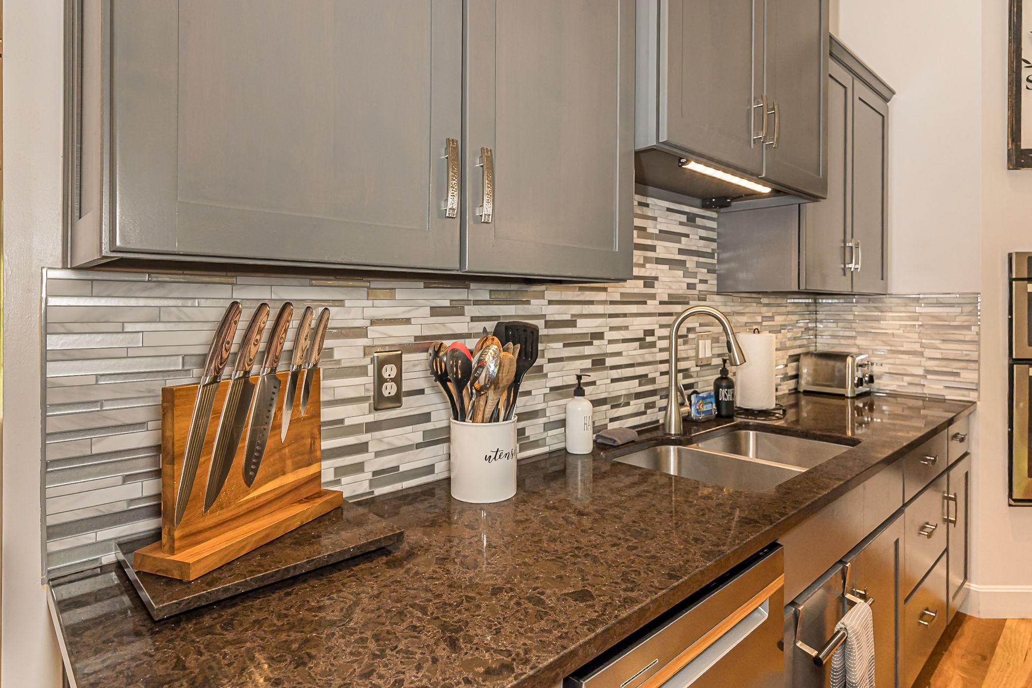 Coffee, cookware, spices, and kitchen essentials are ready for your stay.