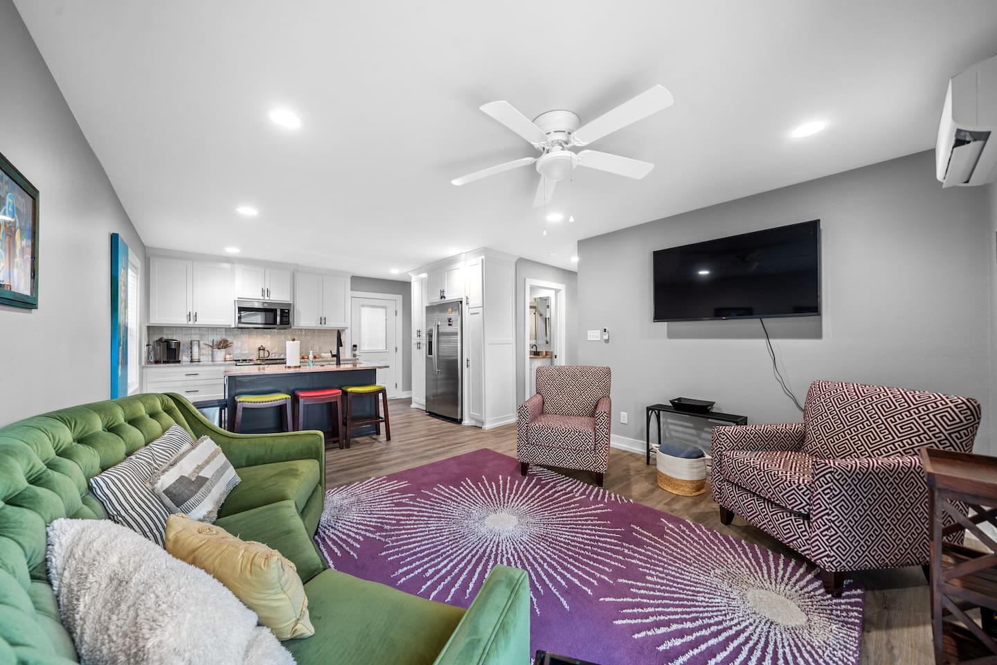 The Open Kitchen and Living Space is Funky and Fun!