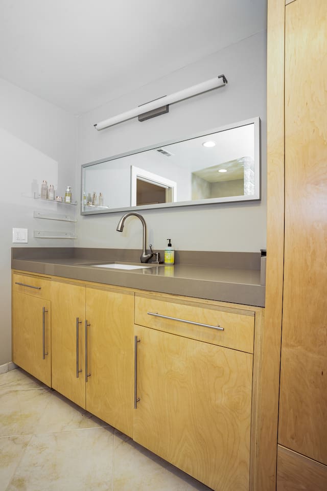 Primary bathroom with walk-in shower.