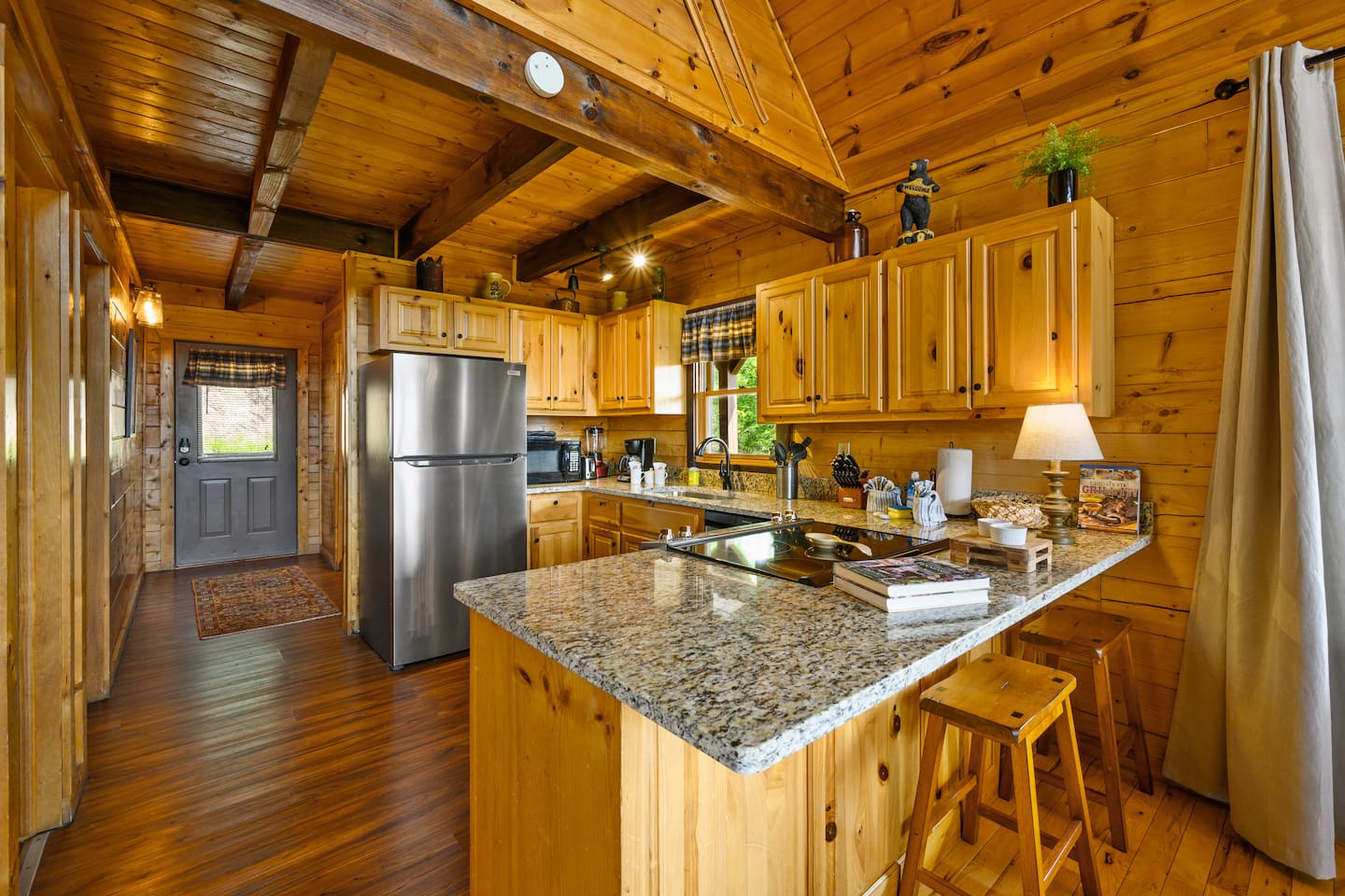The open floor plan is great for you all to enjoy the views and time together as you all share the space.