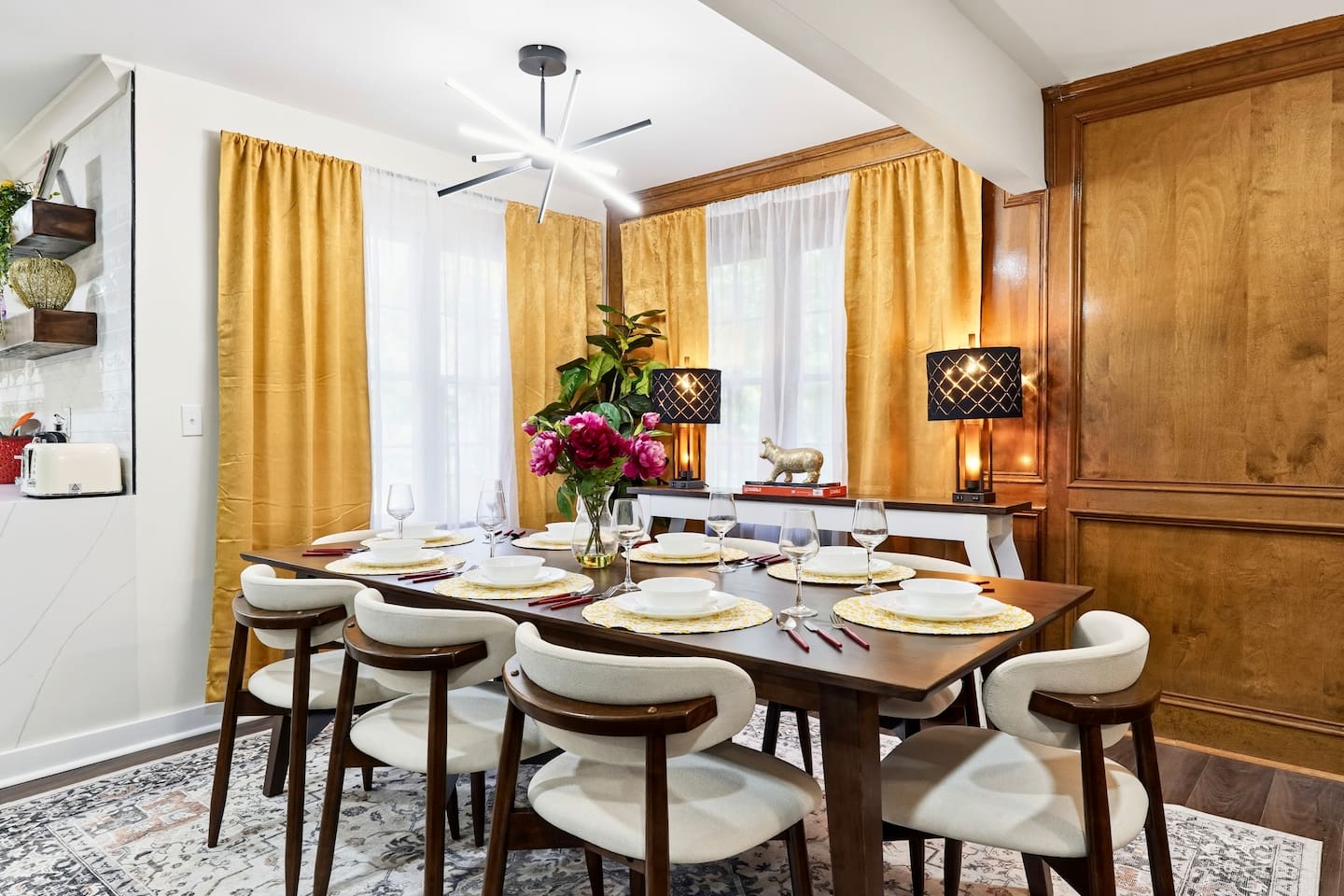Lovely dining area perfect for sharing laughs and creating lasting memories, comfortably seating up to 8 guests.