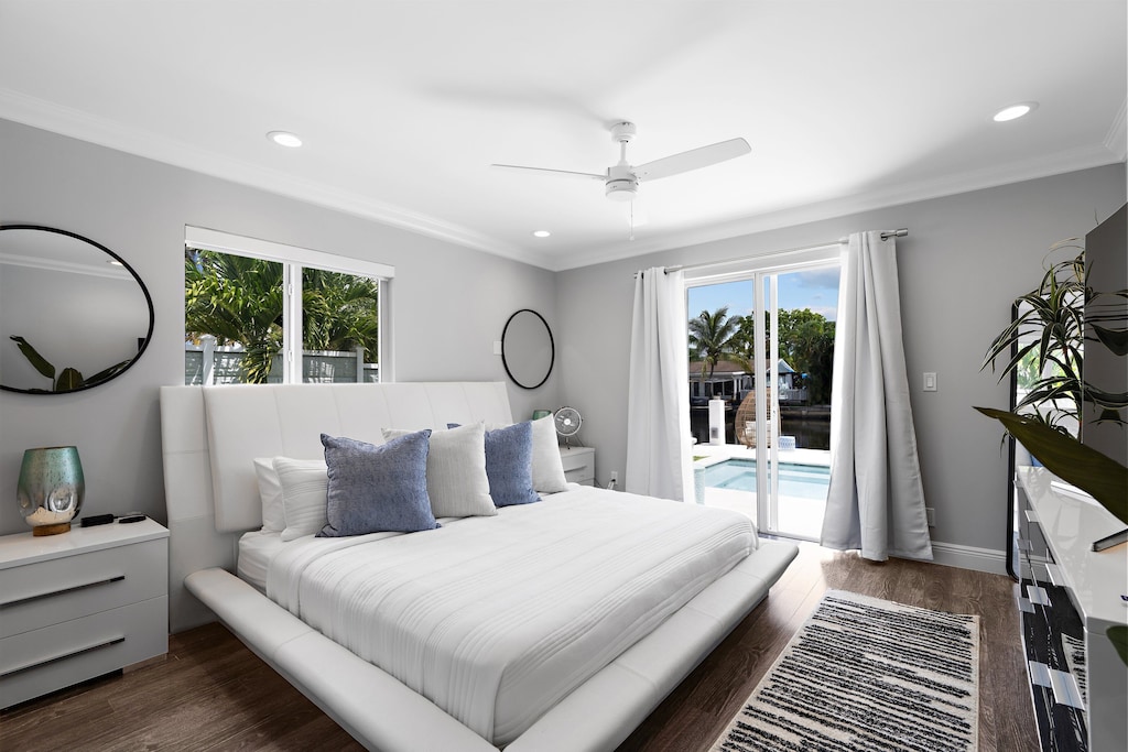 The master bedroom with private walk out to the backyard.