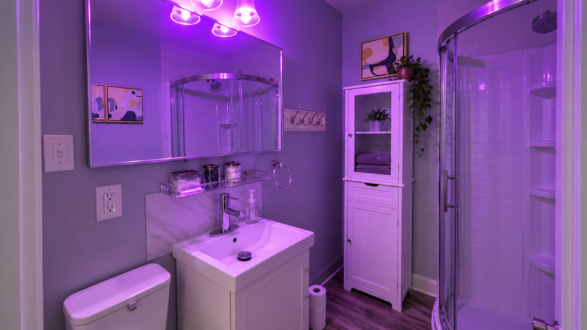 Choose your favorite color with fun, remote-controlled bathroom lighting.