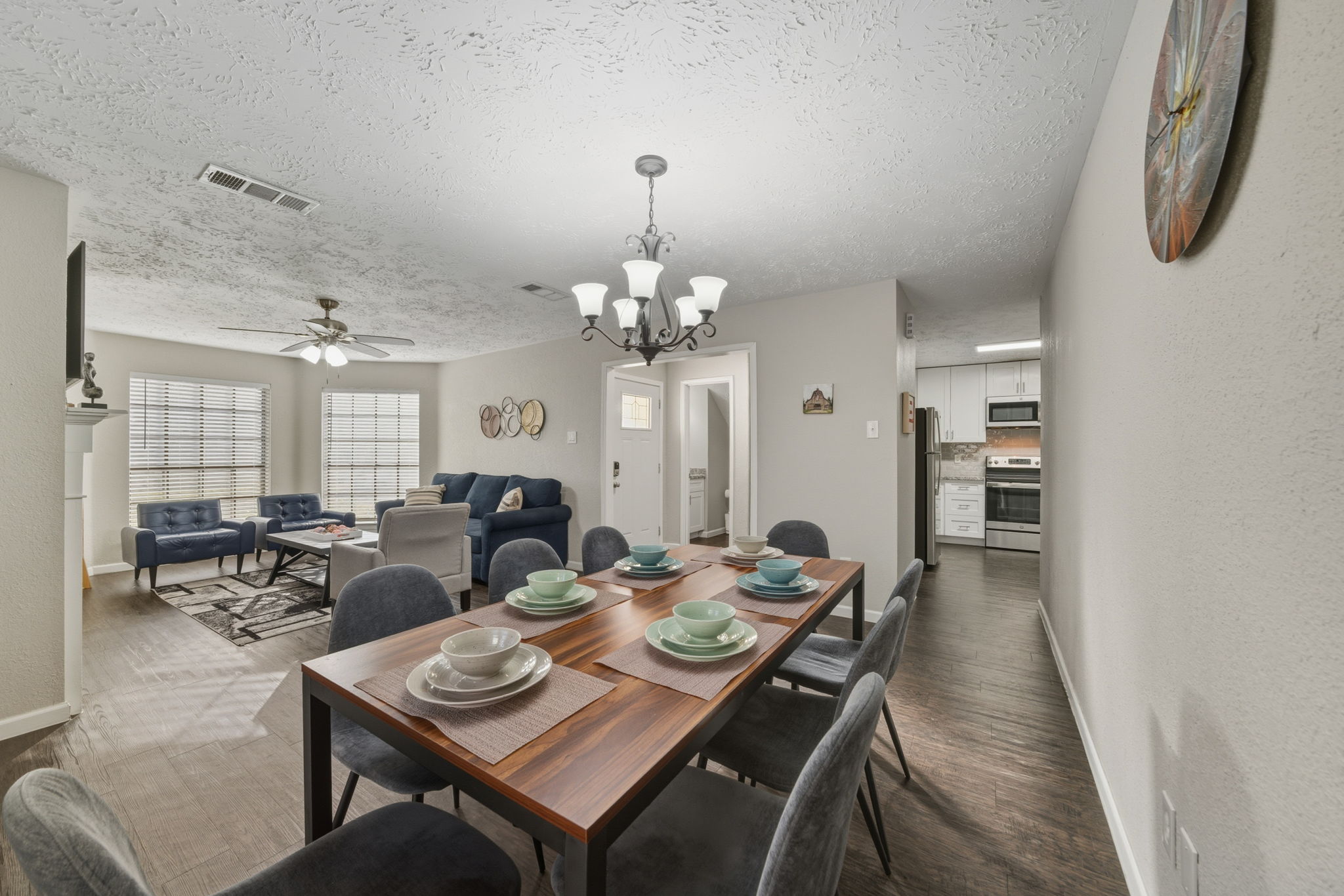 Large dining table for shared meals and celebrations.