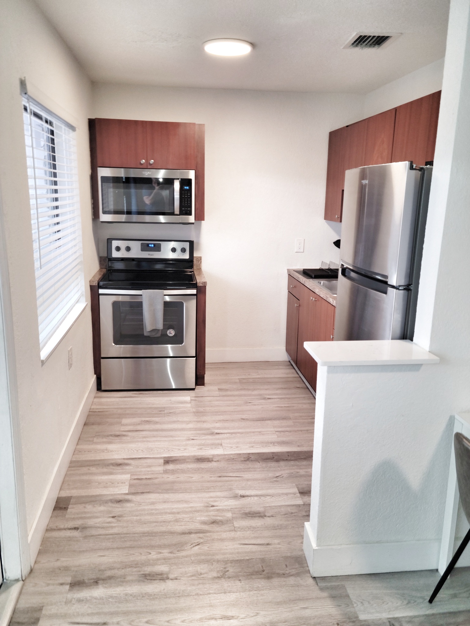 2m video tour link sent after booking includes open cabinets to show supplies.