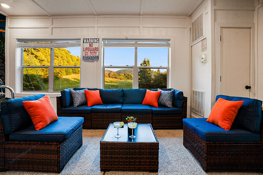 Plenty of comfortable seating in the pool room. Watch the kids swim or catch the game on the smart TV in the pool room.