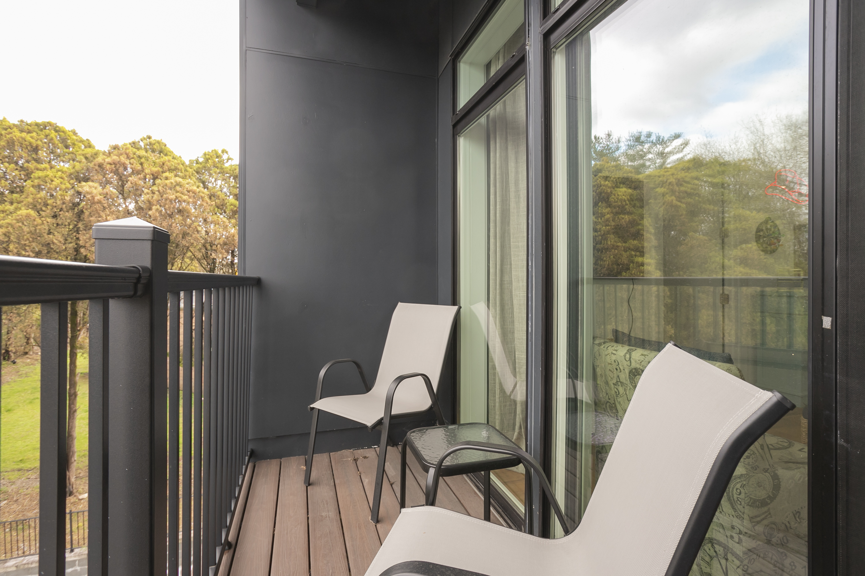 Enjoy a cup of coffee on the balcony before headed out for the day