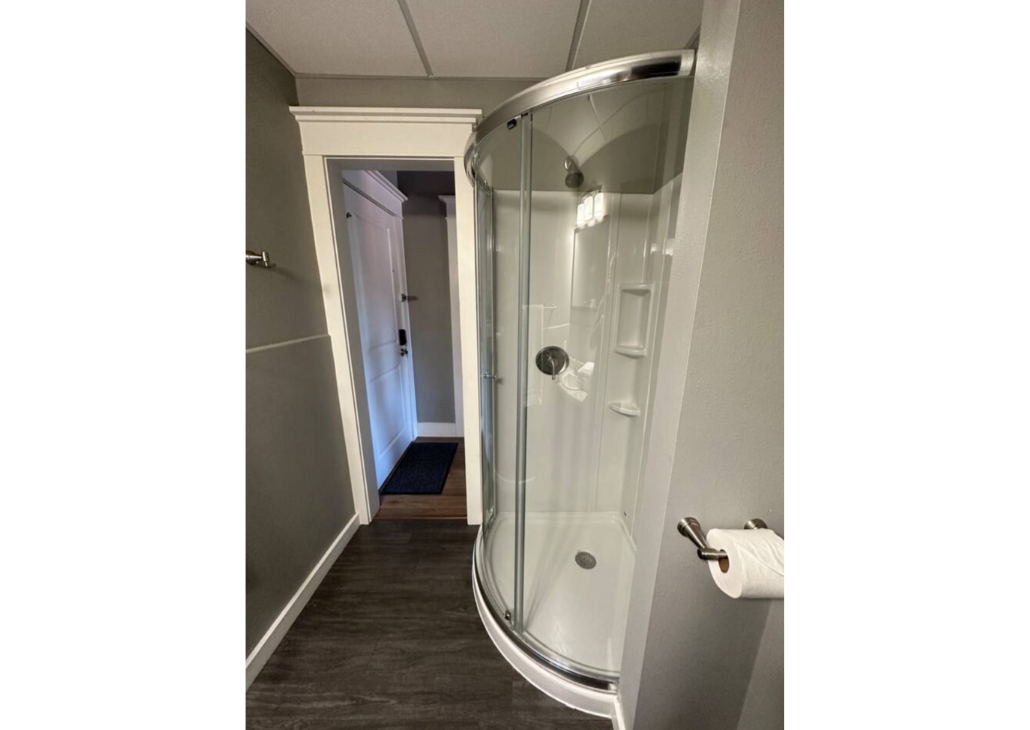 Lux shower (no tub) in this studio.