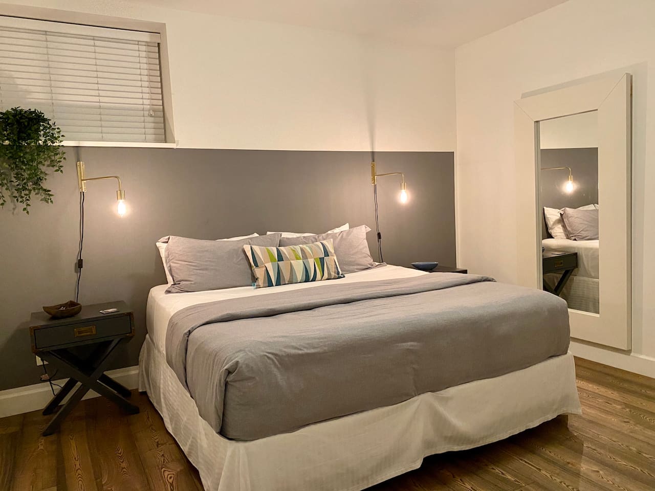 The master bedroom 
Has easy access to the bed.