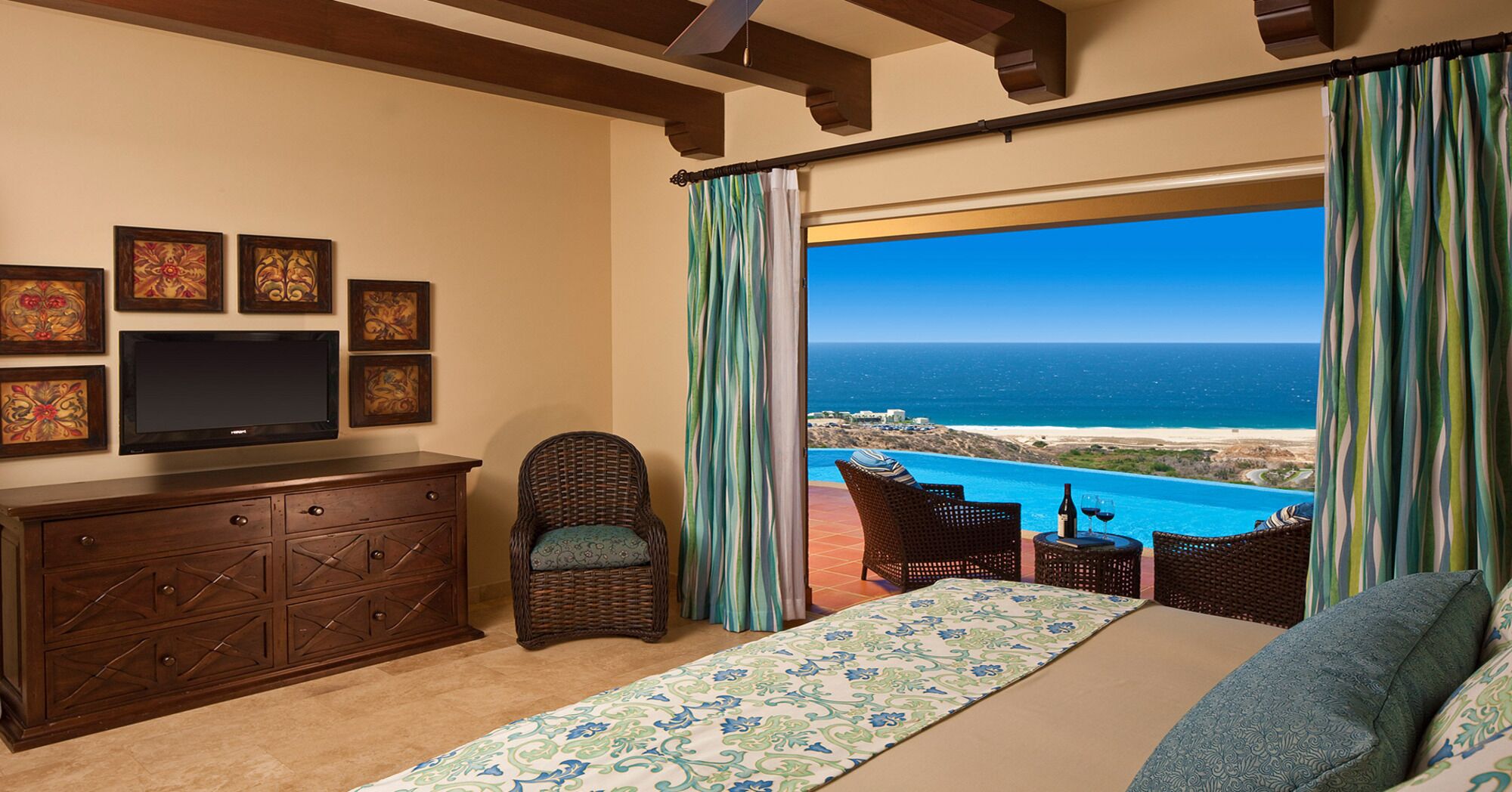 Private Pool and Bedroom over looking Pacific Ocean at Montecristo, Vacation Travel Exclusives