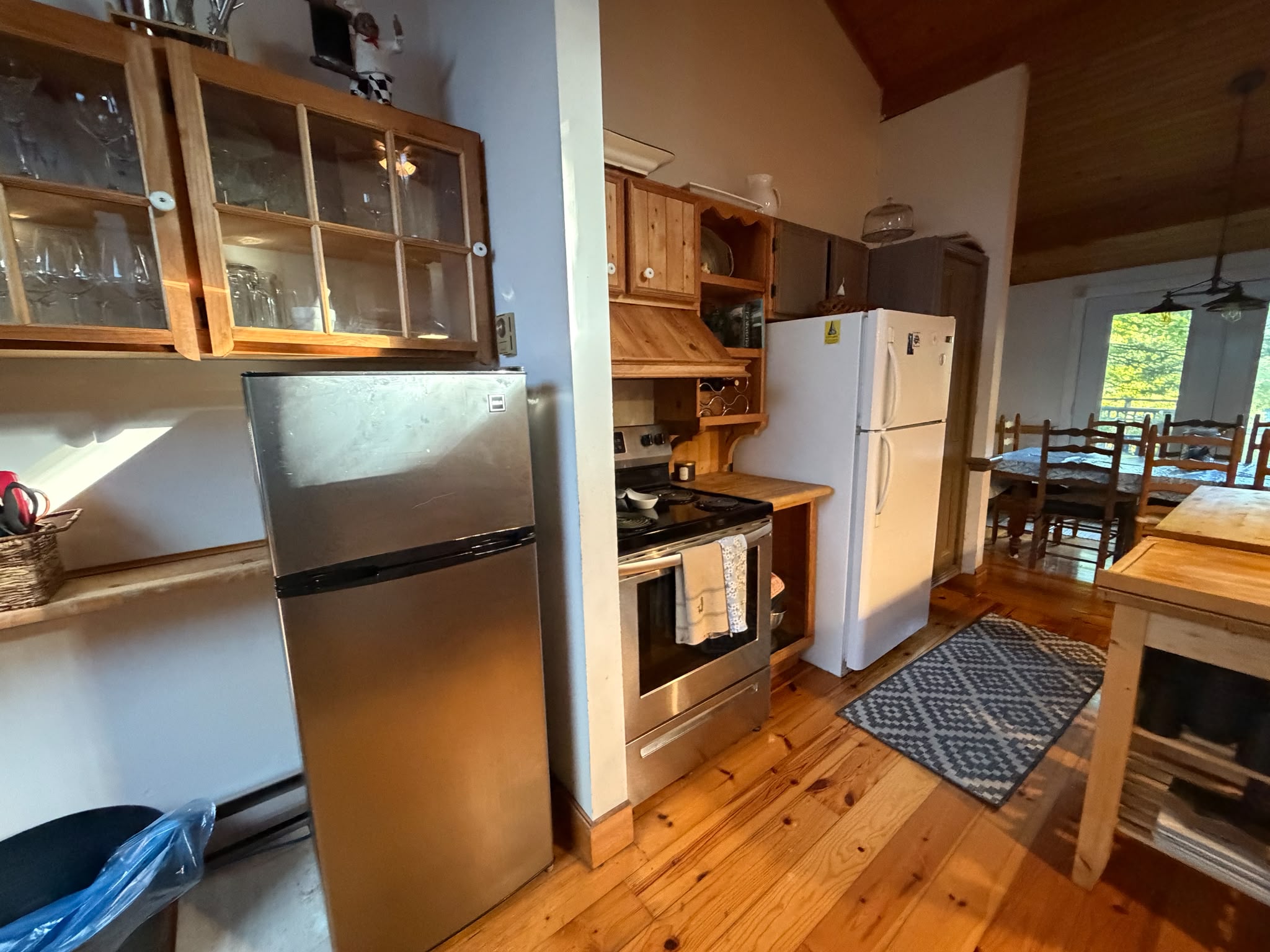 Kitchen major appliances and butcher-block work area