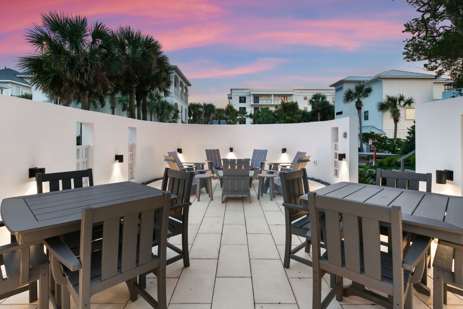 This area has plenty of room for separate parties to enjoy the firepit or have dinner outside.