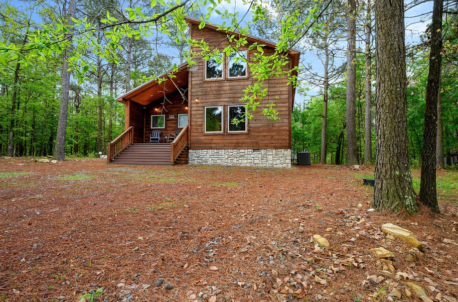 Charming woodland cabin with rustic architecture and peaceful surroundings