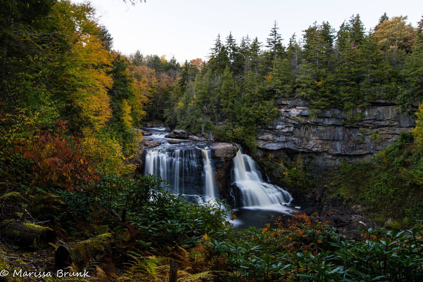 Blackwater Falls on an autumn evening.