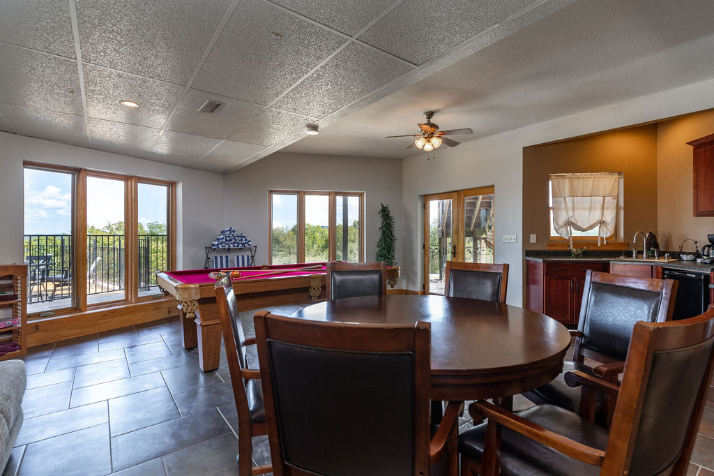 Card table in lower family living room