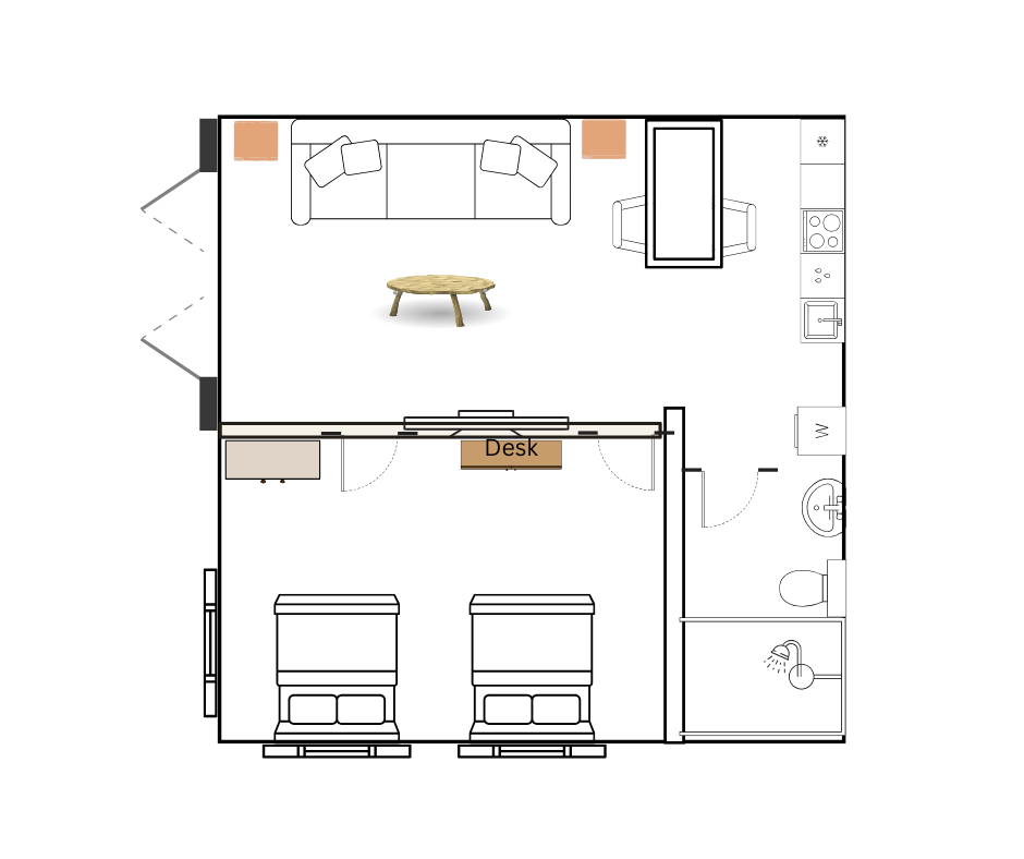 Floor plan of the apartment — not to scale, but it provides a good idea of the layout.