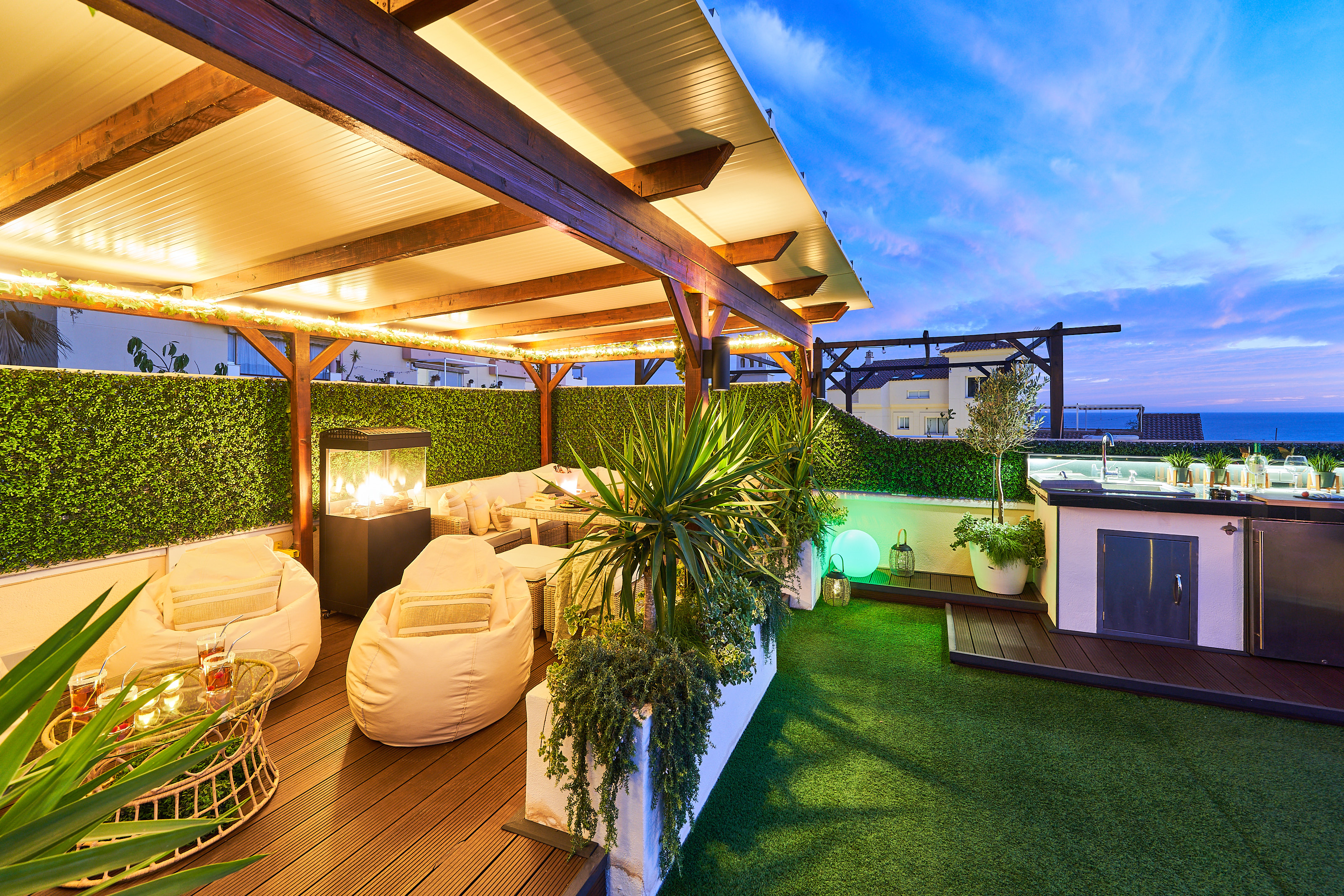 Your private rooftop oasis with sea views, glowing sunsets, and elegant design. Enjoy wine at dusk or sunshine by day in the perfect blend of comfort, style, and Mediterranean charm.