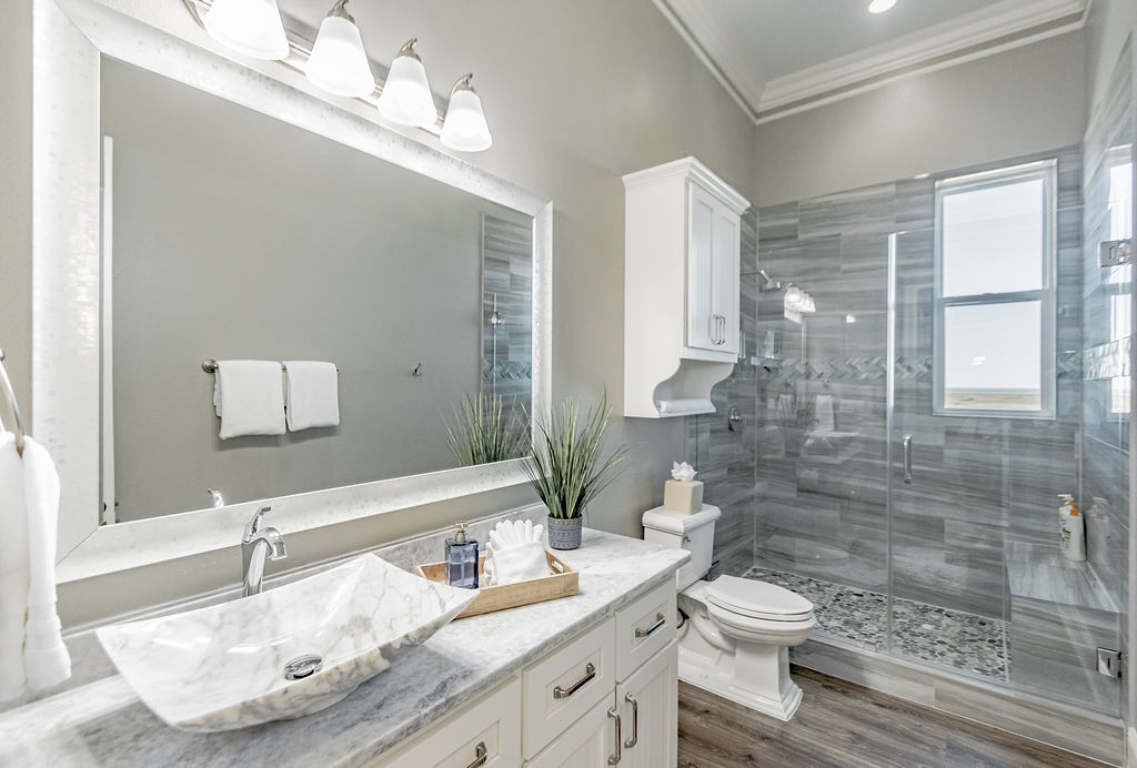 Shared restroom on top floor