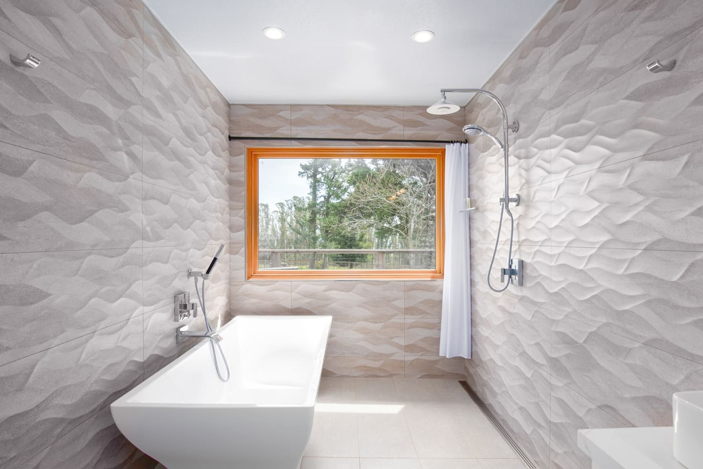 This modern Primary Bathroom will surely impress. Enjoy the open concept shower or the soaking tub. Complete with all the amenities you need to get ready for a day in wine country or winding down after a long day. 