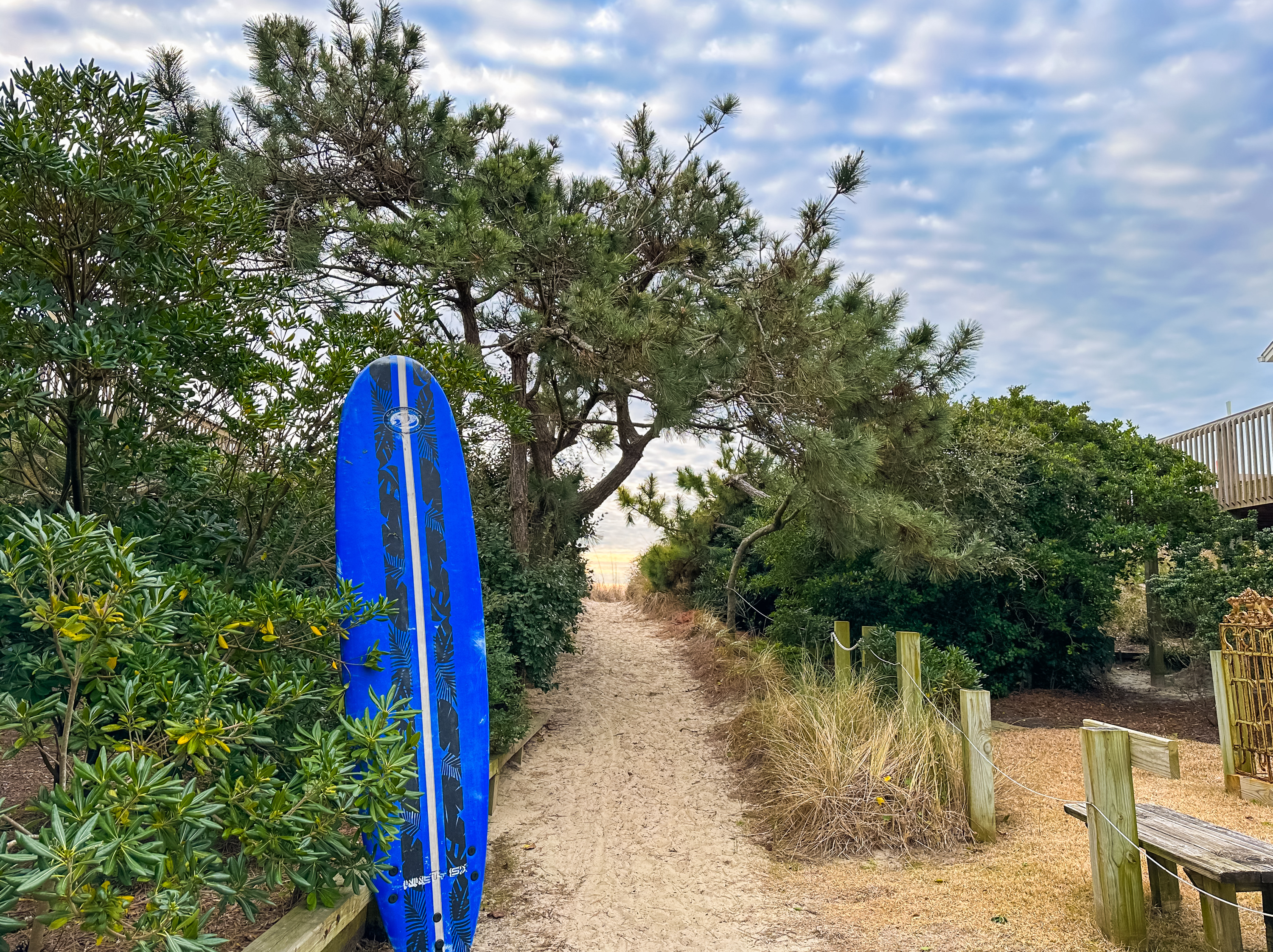 Grab a board and follow the path out to the gorgeous beach...