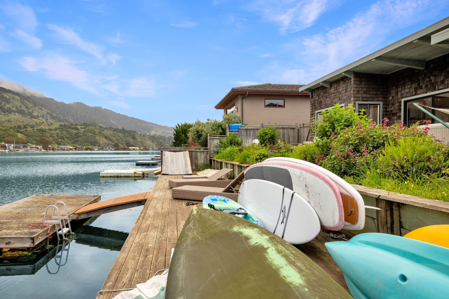 - Waterfront dock with kayaks and paddleboards ready for guest adventures  
- Stunning mountain and water views create the perfect outdoor playground  
- Easy access to the calm waters for paddling, fishing, or simply relaxing  
