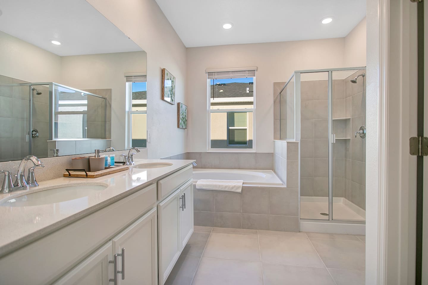 Master bathroom featuring independent tub and shower.