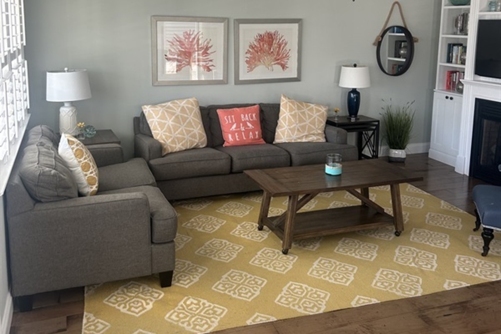 Comfy living room area with plush seating