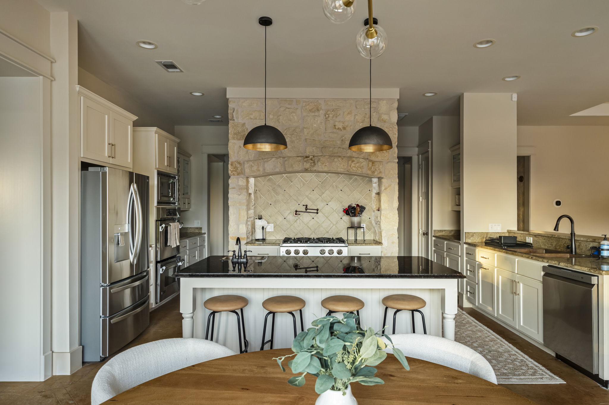 A stylish kitchen island, serving as the heart of this modern home.
