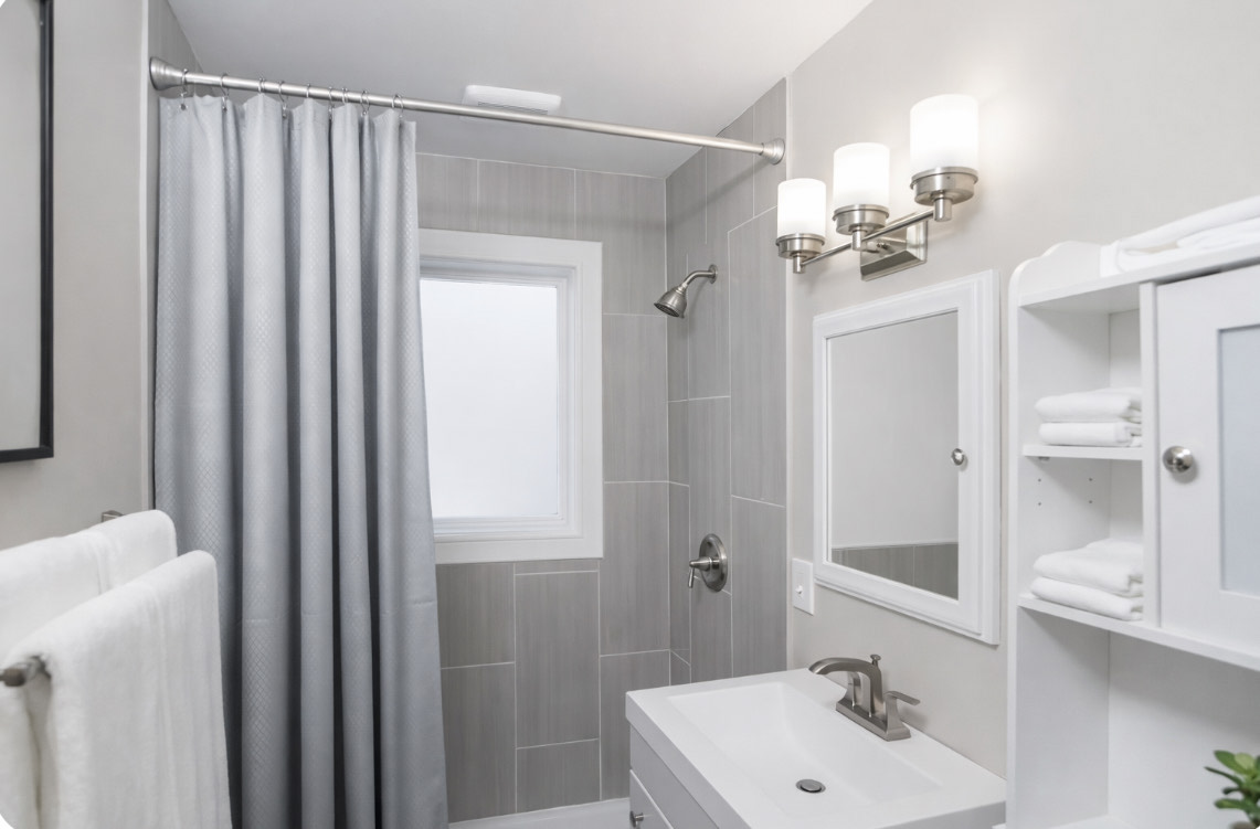 Low profile easy access shower in updated 1st floor Bathroom