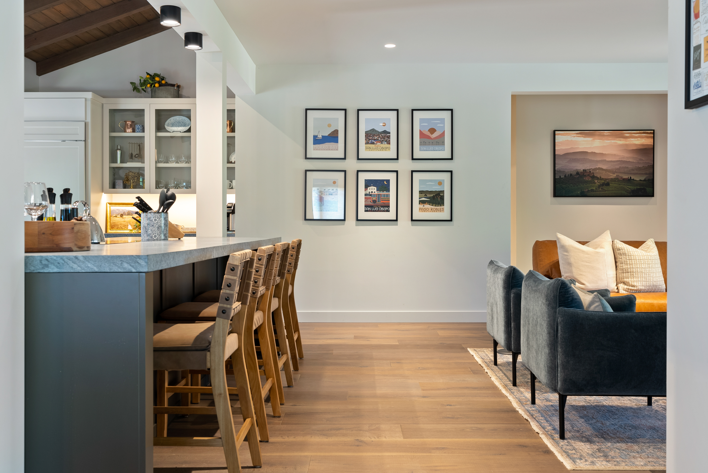 The bar at the open living and kitchen area