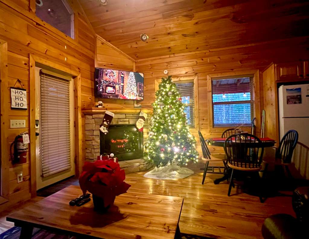 Cozy holiday vibes with our beautifully decorated Christmas tree