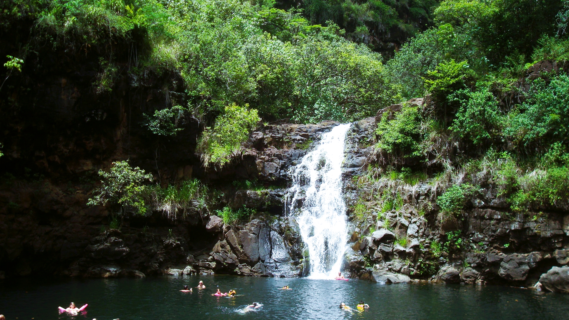 Swim at Waimea Bay falls close by