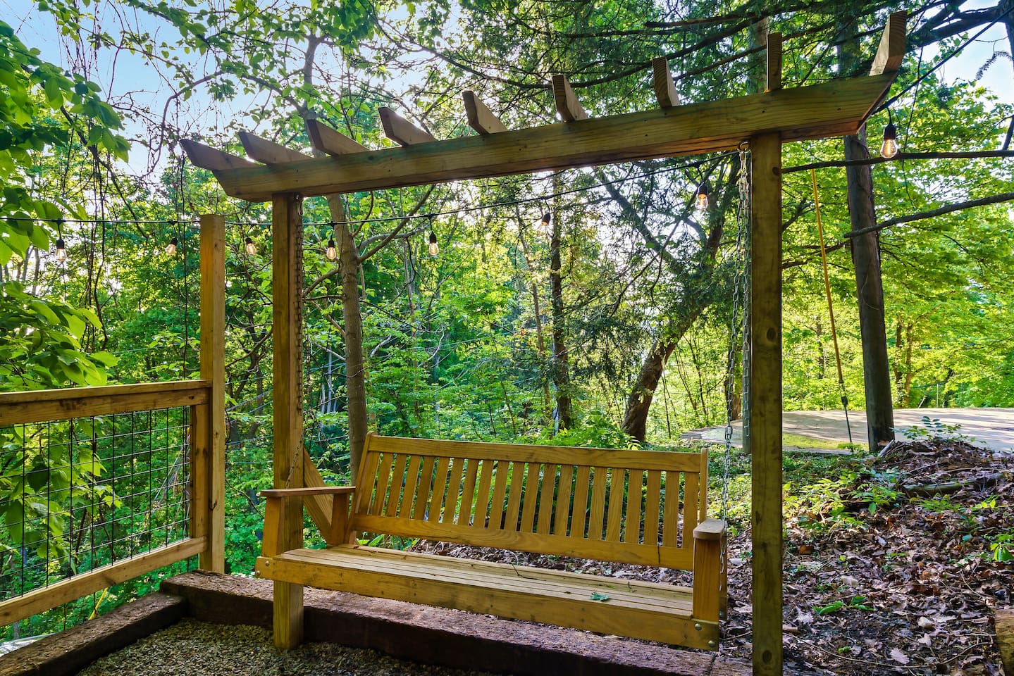 Swing your worries away and take in the mountain air and wooded scenery.