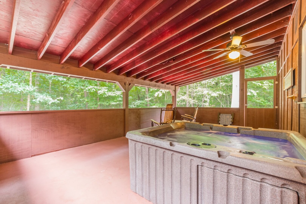 Hot Tub on Screened In Back Porch