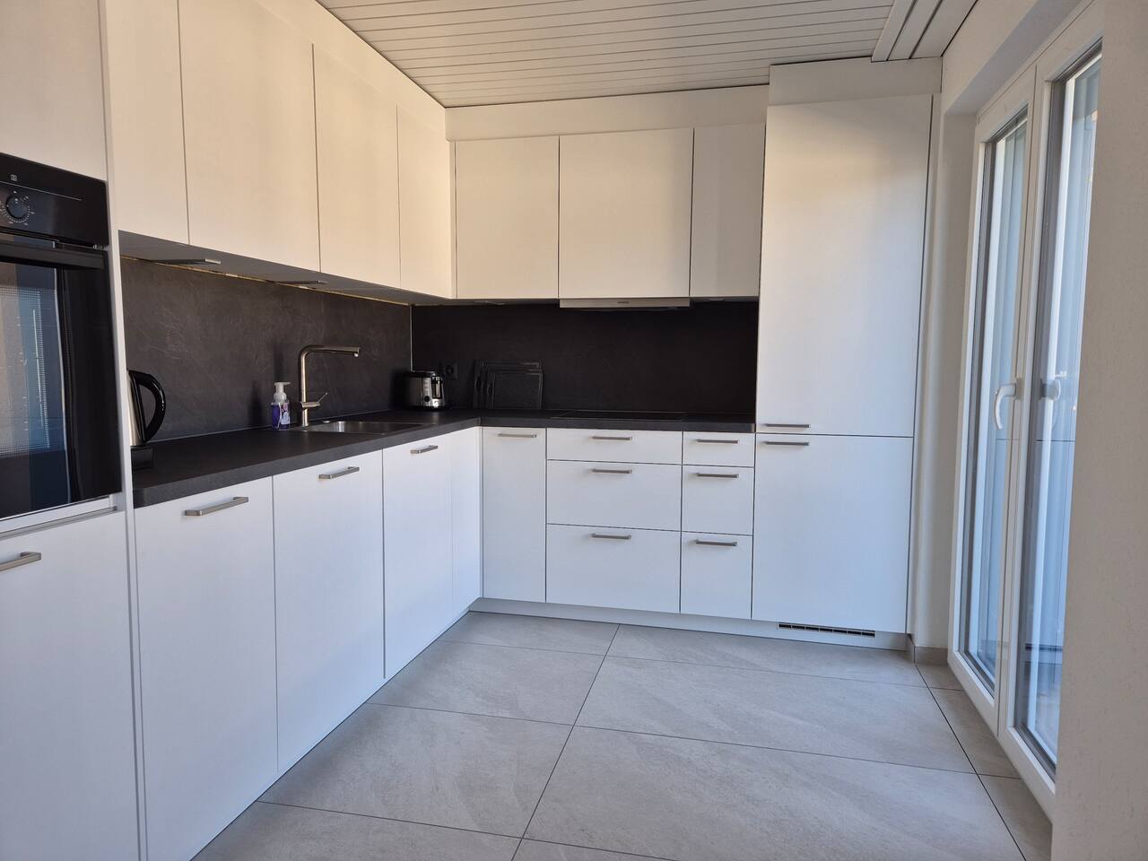 The modern kitchen is fully equipped.
