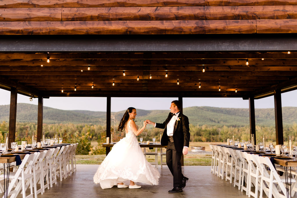 Covered reception area with views beyond the patio.