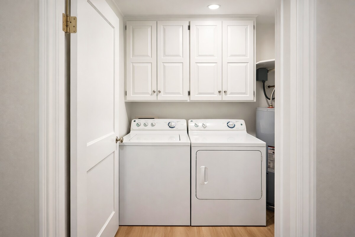 A well-organized laundry area, making longer stays that much more convenient.