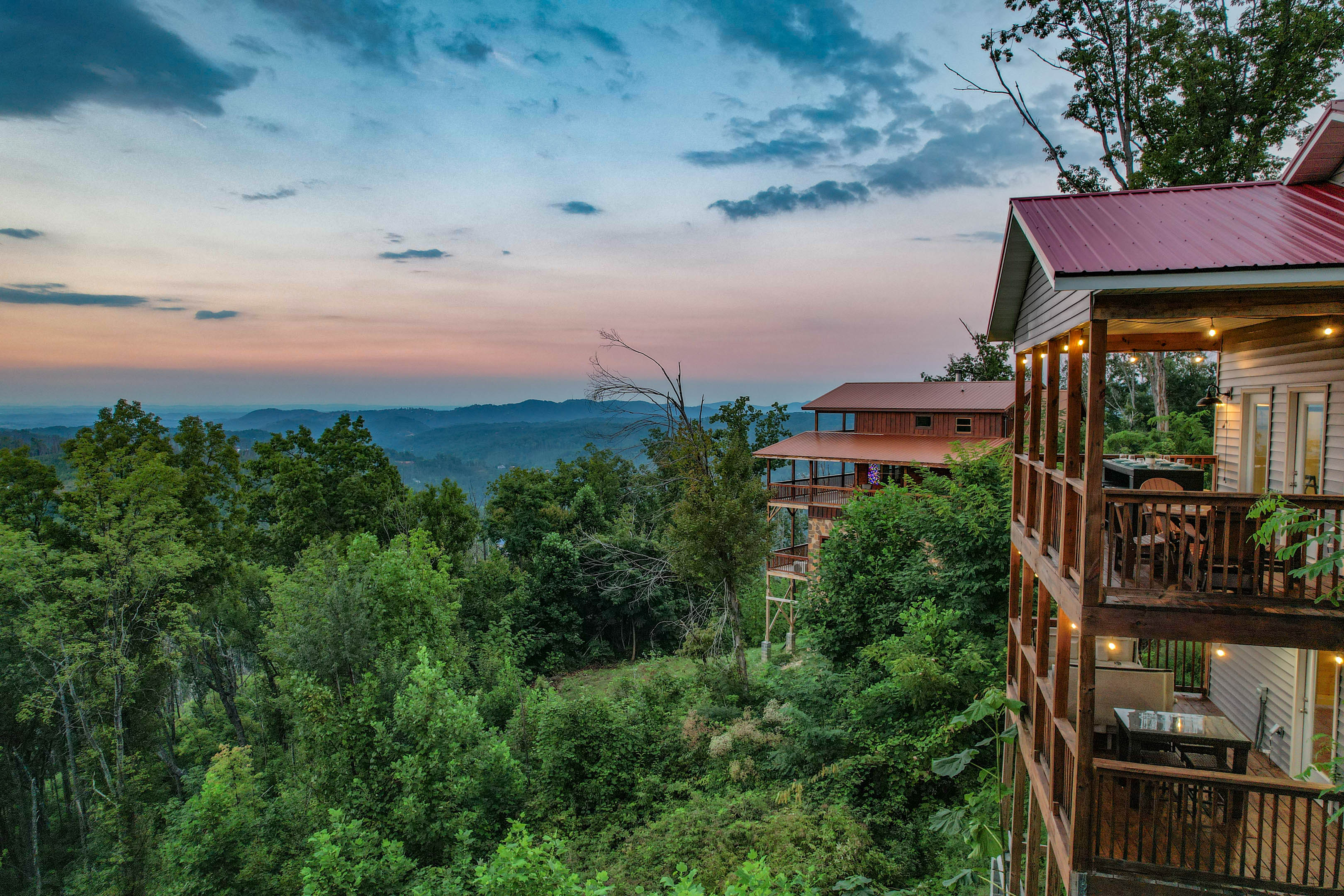 Side view of chalet and view