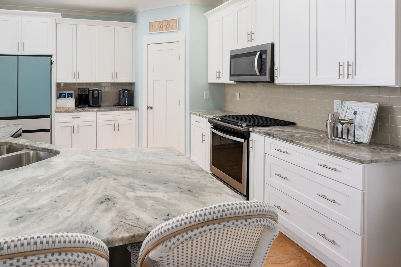 Fully equipped kitchen with generous prep space, modern appliances, and everything you need for easy meals at home.