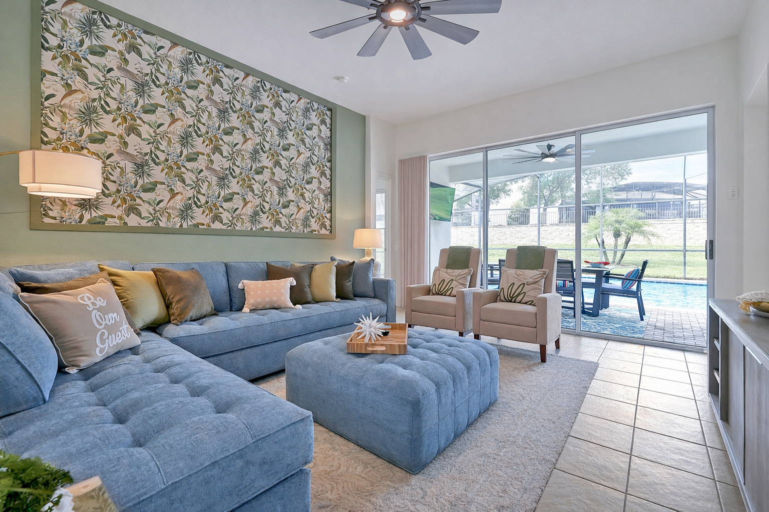 Living Room with Pool View