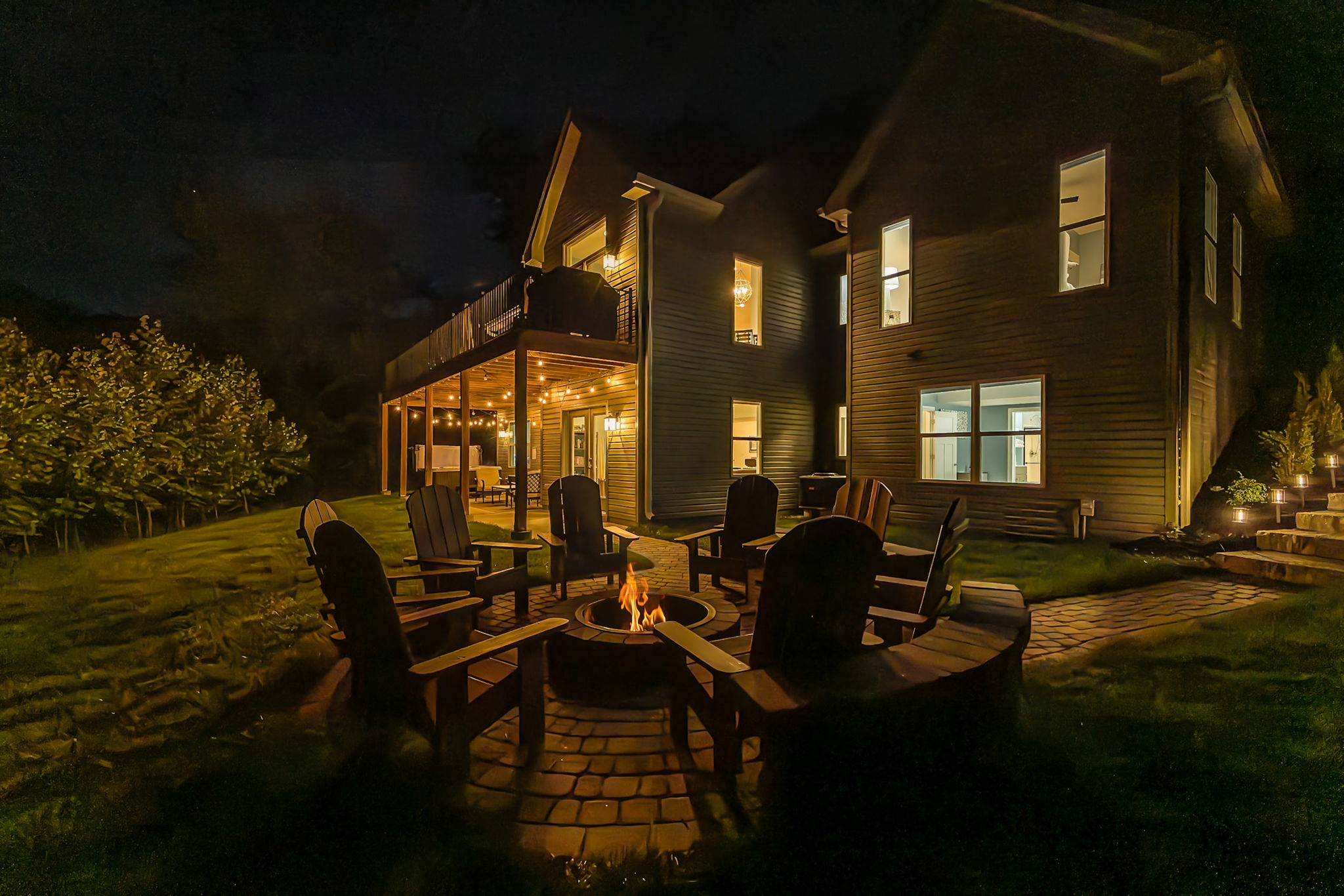 Fire pit evenings are even more magical after sunset.